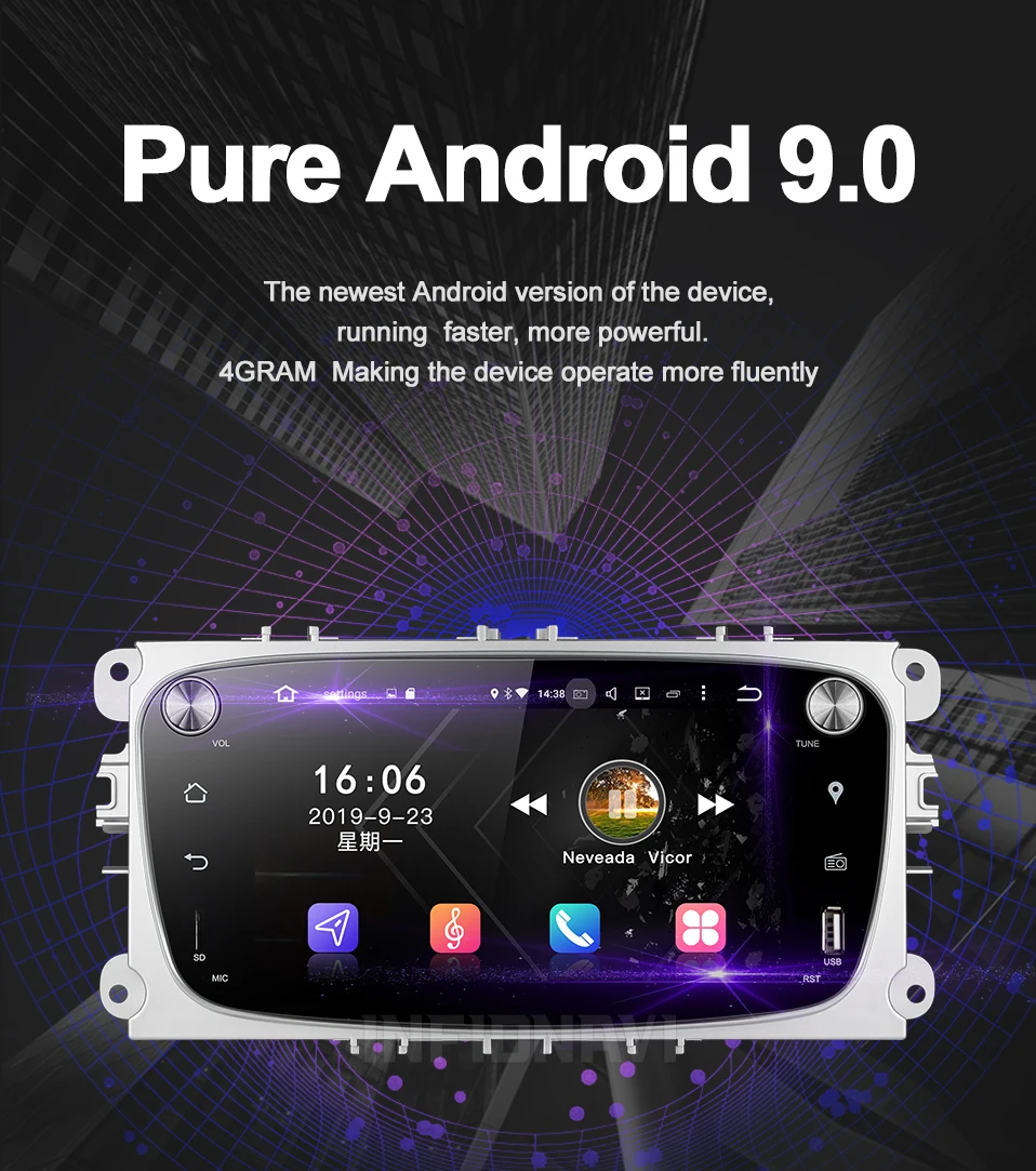 4G ram 32G android 9,0 автомобильный dvd для Ford focus Mondeo S-max smax Kuga c-max gps умное радио видео WIFI мультимедийный проигрыватель