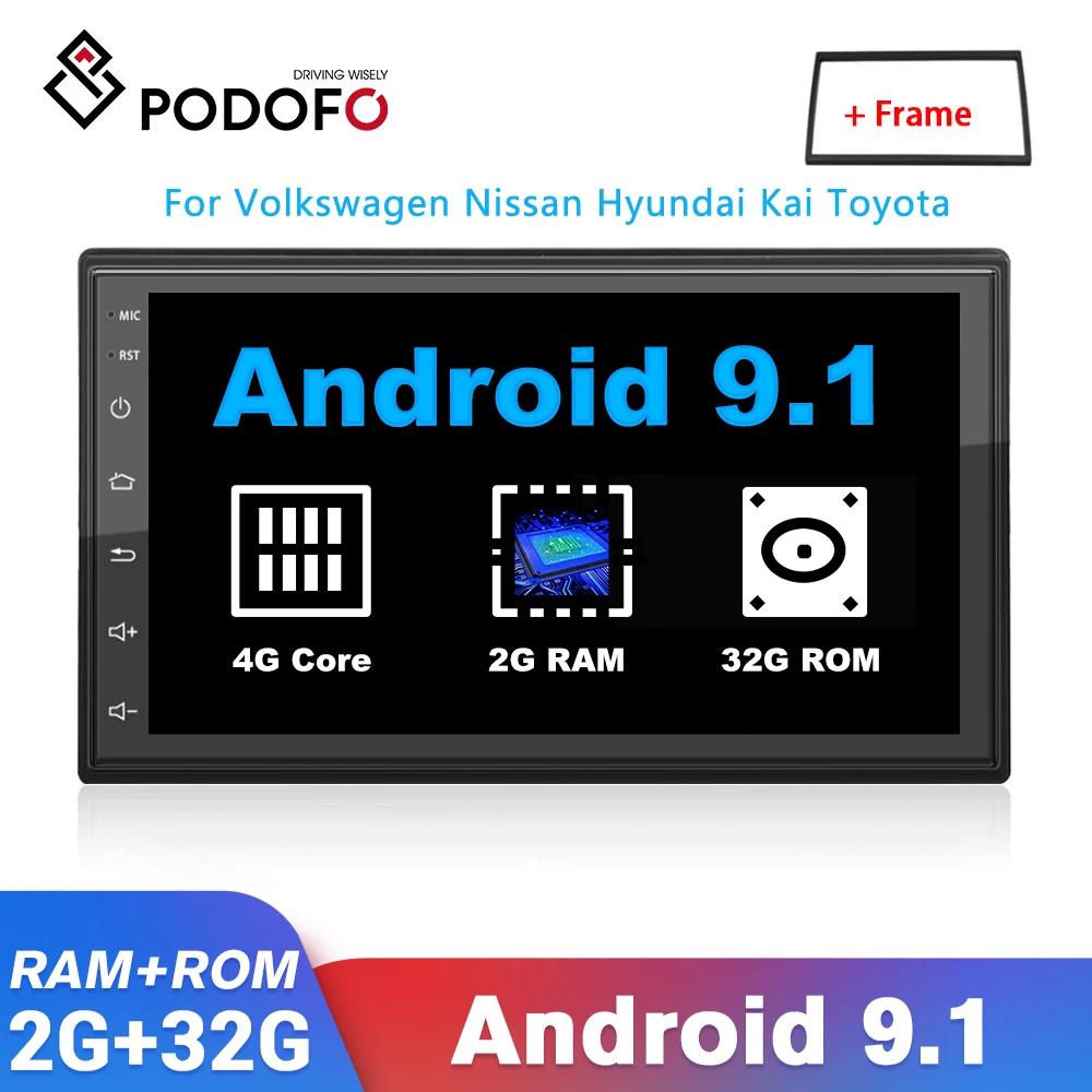 Podofo 2 din Car Radio 2.5D GPSAndroid Car Multimedia Player 2+32GB choose 7