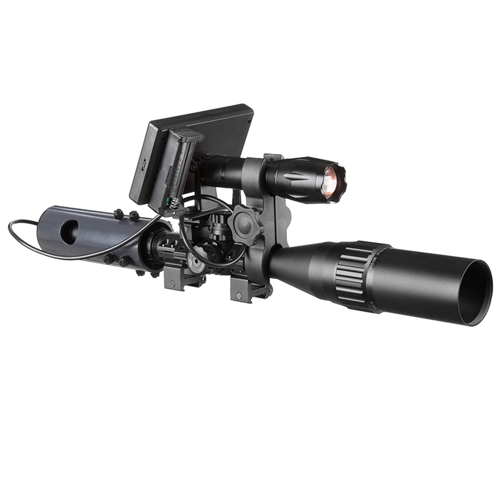 

Digital Infrared Night Vision Rifle Scope Camera with LCD Display Recording Flashlight Shockproof Black for Outdoor Hunting