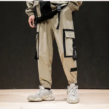 

HCXY cargo pants mens multi pockets Streetwear Mens Splice Joggers Pants Fashion Elastic Waist pants for men classic