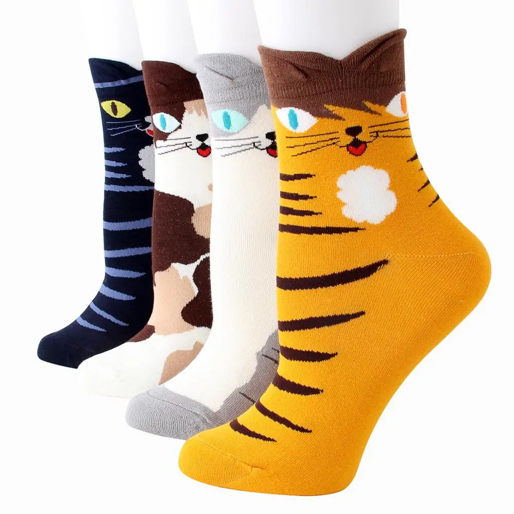 Модные красивые хлопковые носки Kawaii короткие носки до лодыжки с когтями кошки Китти для женщин и девочек; сезон весна-лето; женские носки с забавными персонажами из мультфильмов
