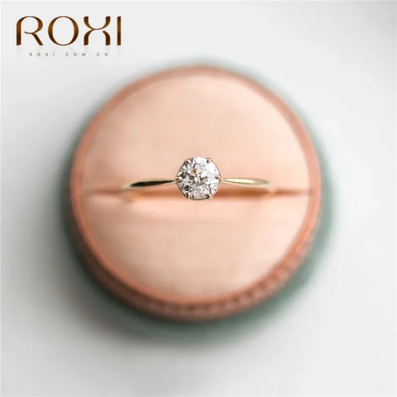 ROXI роскошное обручальное кольцо из розового золота кольцо Шесть крапанов AAA циркон обручальное кольцо изящные украшения для пальцев женщины обещают CZ камень пара кольцо
