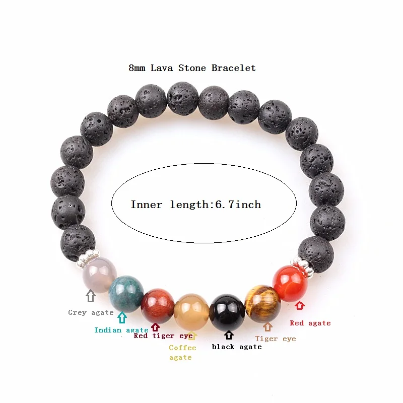 8mm Lava Rock Stone Essential Oil Diffuser Bracelet Elastic Natural Stone Yoga Beads - Image 2