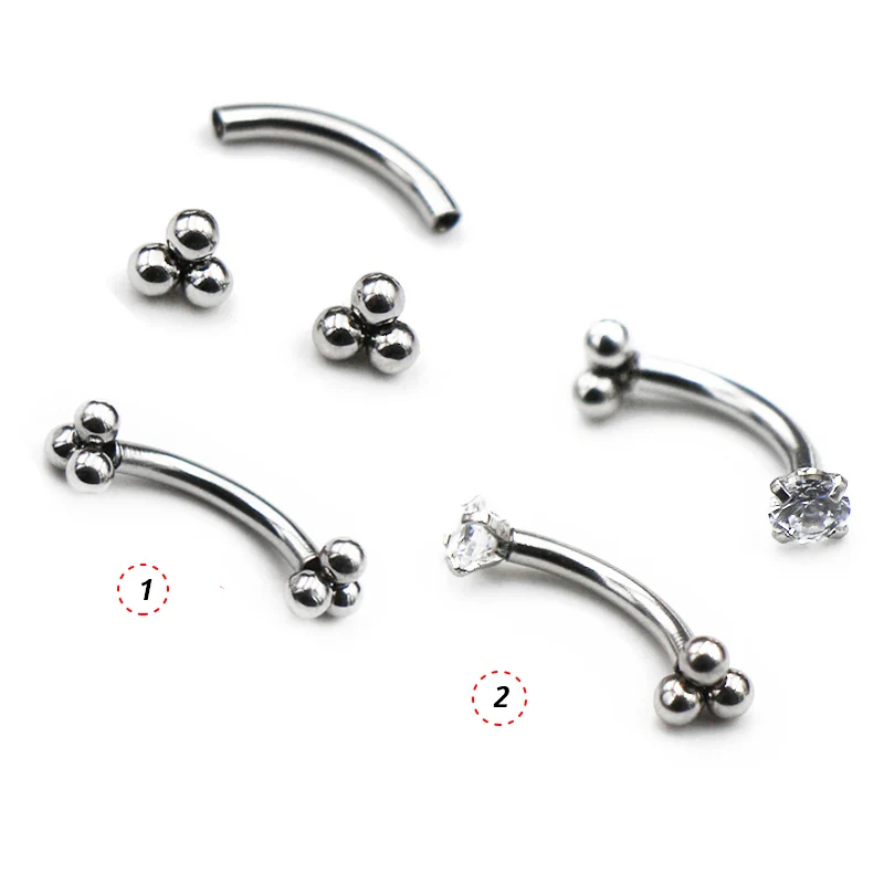 Piercing Jewelry 1Pc 1.2x8mm Ball Banana Ring Belly Daith Helix Earring Body Jewelry Stainless Steel Eyebrow Rings Stud Curved Barbell