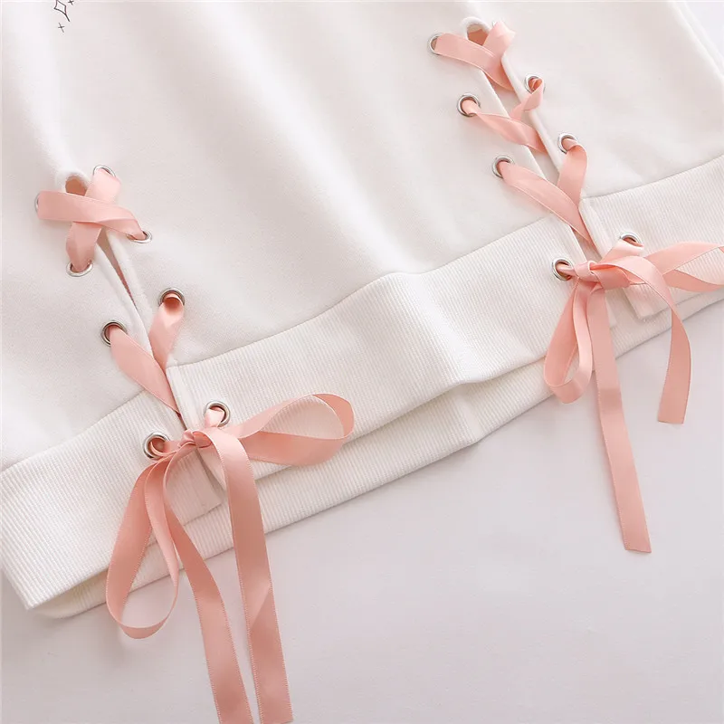 Lychee для девочек с героями мультфильмов; женские флисовые толстовки с капюшоном и надписью; сезон весна-осень-зима; женские топы; милые женские пуловеры на шнуровке