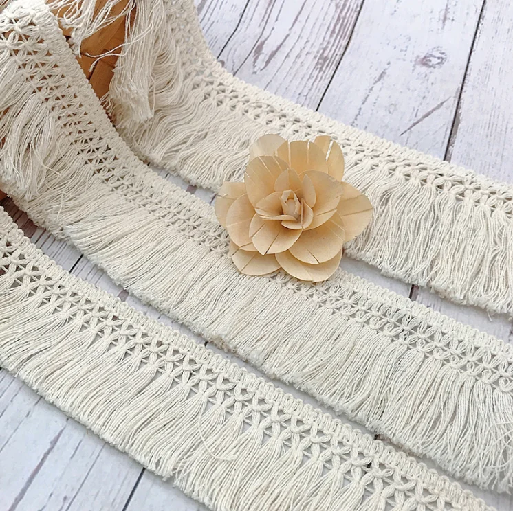 3 Meters Cotton Fringe Lace Trim Sewing Material Accessories Beige Design Lace Fabric Ribbon lace ribbon lace fabric lace sewing accessories lace sewing supplies