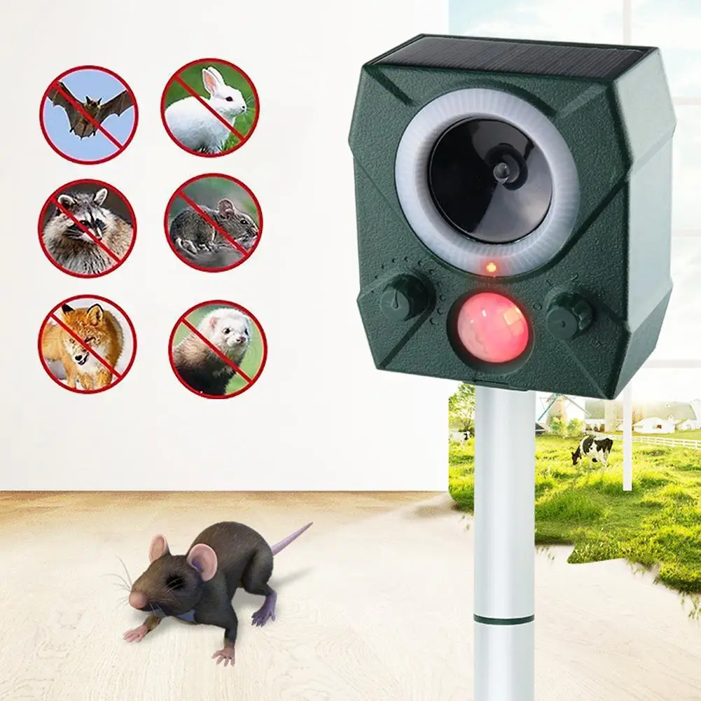 

Outdoor Solar Powered Ultrasonic Dispeller Cat Dog Bird Mouse Sensor Repeller
