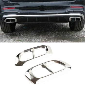 

2Pcs Stainless Steel Tail Throat Exhaust Pipe Muffler Tip Cover Trims for Mercedes Benz GLC GLE GLS 2020