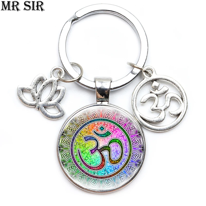 Mandala Keychain Cabochon Jewelry Om Keychain Key Chains