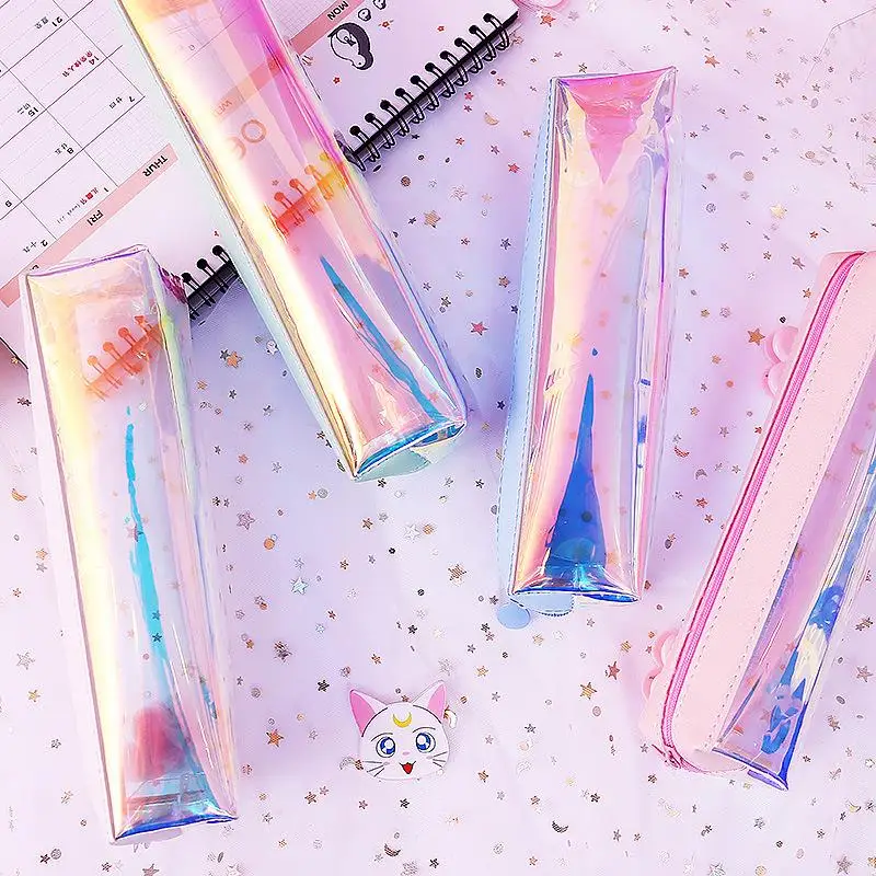 AngelHere Store кавайный чехол для карандаша, лазерная сумка для карандашей, зыбучий песок, милый студенческий чехол для карандашей, для хранения, офиса, школы, канцелярские принадлежности