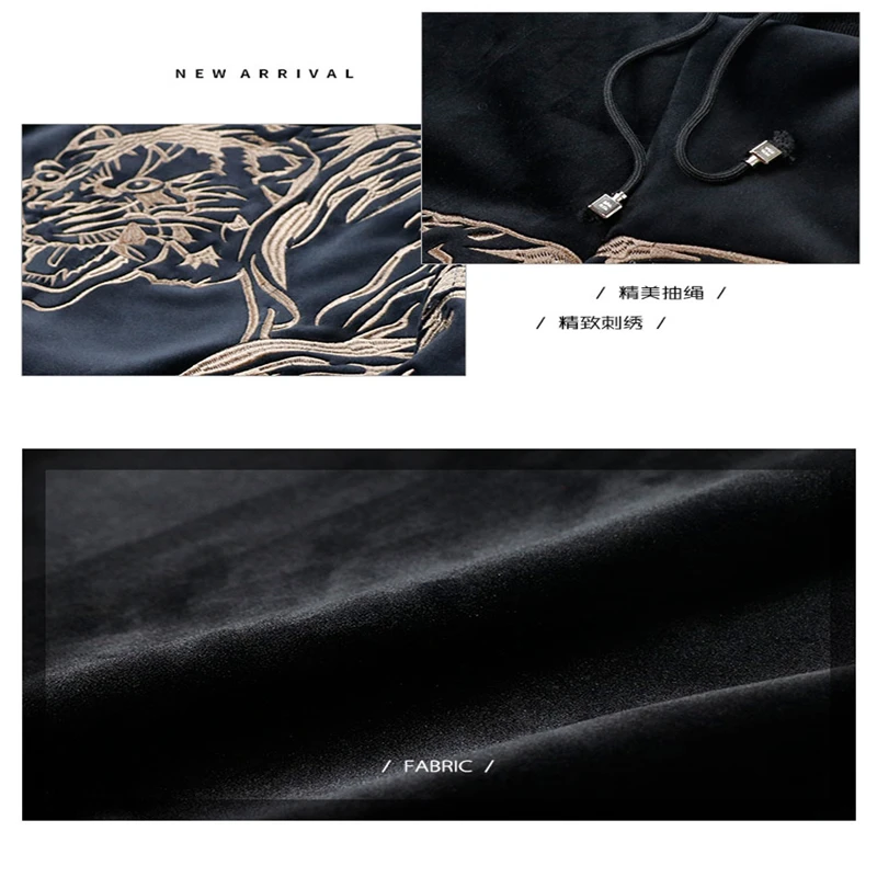 Новые вышитые мужские толстовки два комплекта модной спортивной одежды Брендовая одежда толстовки+ брюки костюм Стразы