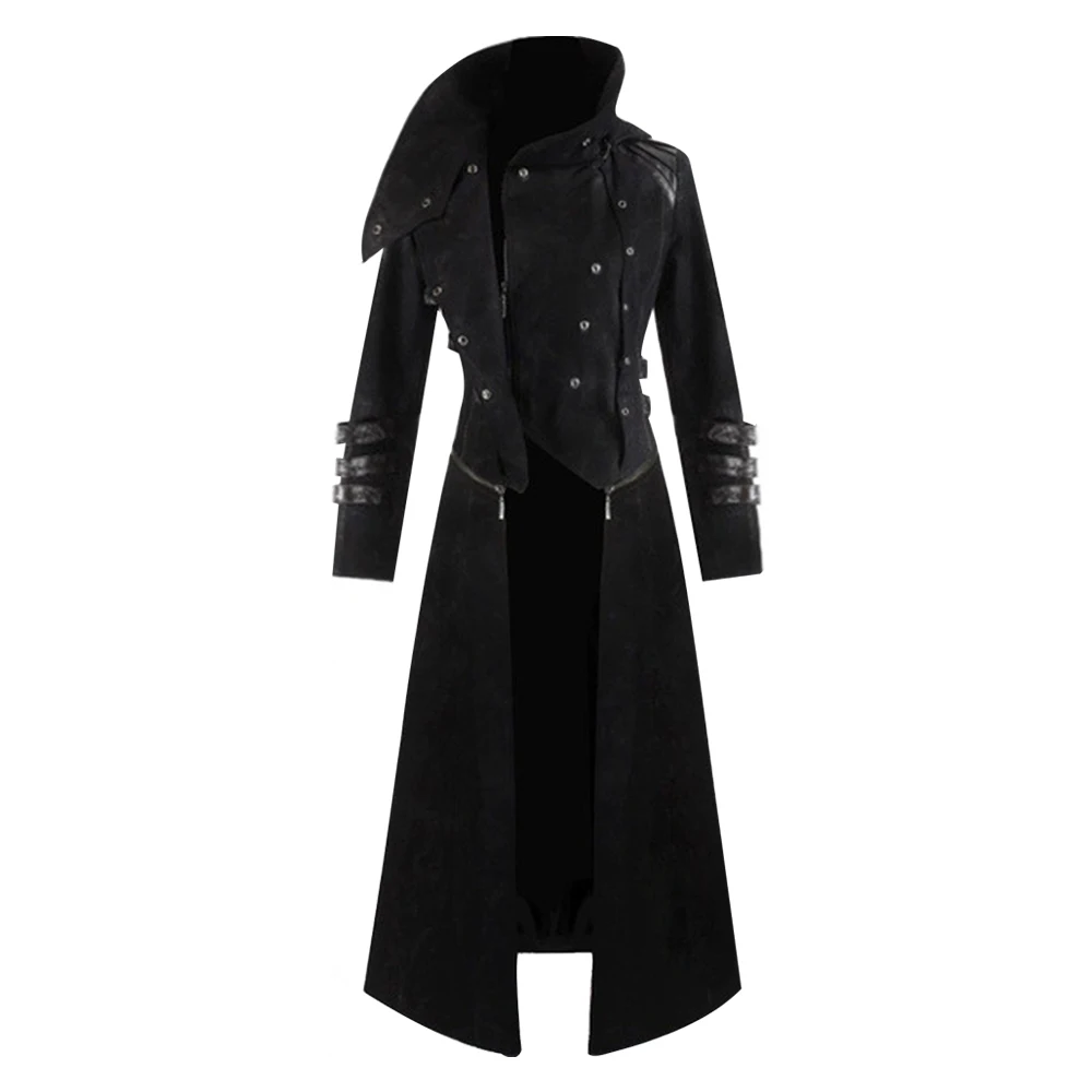 

Mens Steampunk Victorian Coat Tailcoat Jacket Black Halloween Long Gothic Vintage Costume