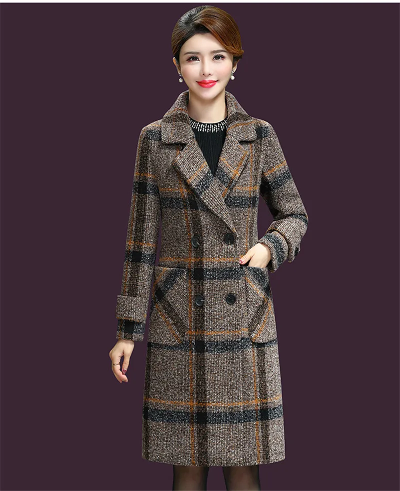 Зимнее пальто размера плюс, женское элегантное шерстяное пальто, женское модное повседневное двубортное длинное пальто 5XL