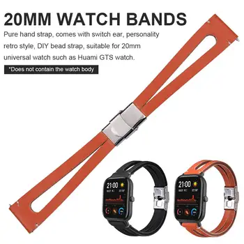 

20mm Leather Strap Elegant For Amazfit GTS G Band For 20mm Universal Retro Simple Smart Watch Strap SmartWatch Accessories