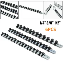 

6pcs/set Socket Rail Holder Plastic Socket Tray Rail Rack Storage Holder Organizer 1/4 3/8 1/2 Inch For Garage And Workshop