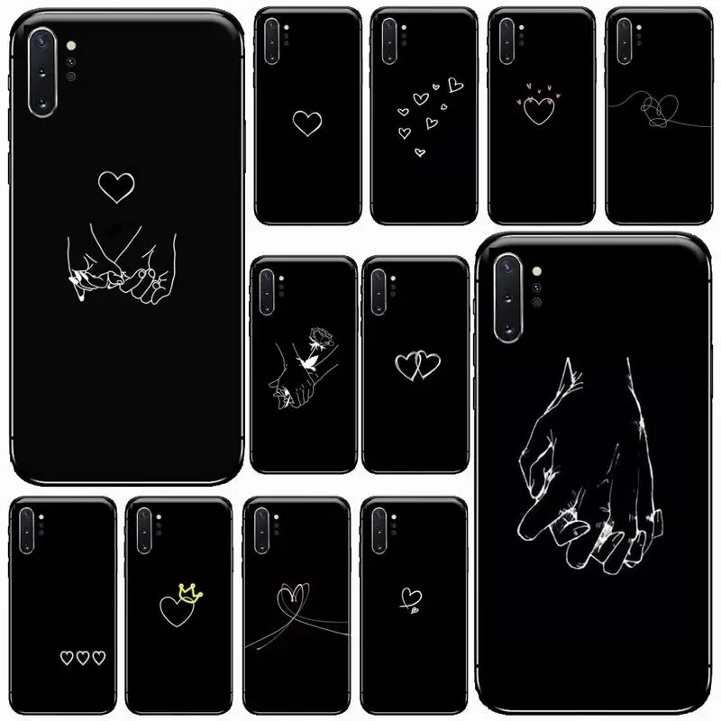 

Simple black love lines Phone Case For Samsung Galaxy S8 S9 S10 Plus S10E Note 3 4 5 6 7 8 9 10 Pro Lite cover