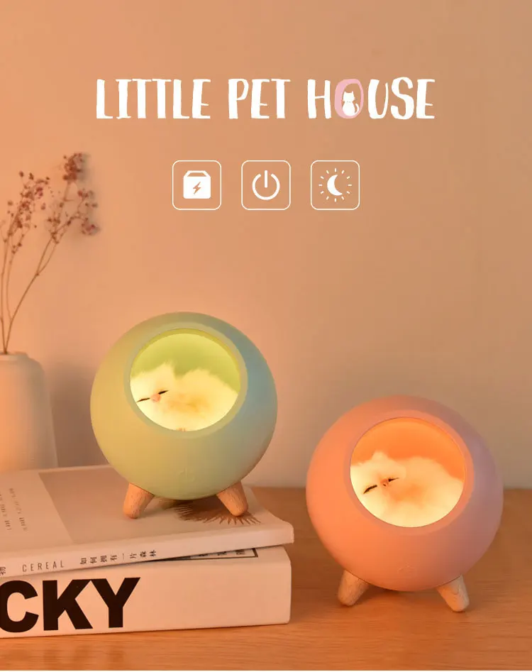 Bonito do Bebê Lâmpada das Crianças para o Quarto Luz da Noite Gato Biônico Noite Decoração Casa Presente Natal Luzes Criativas Led 2 Luzes noturnas