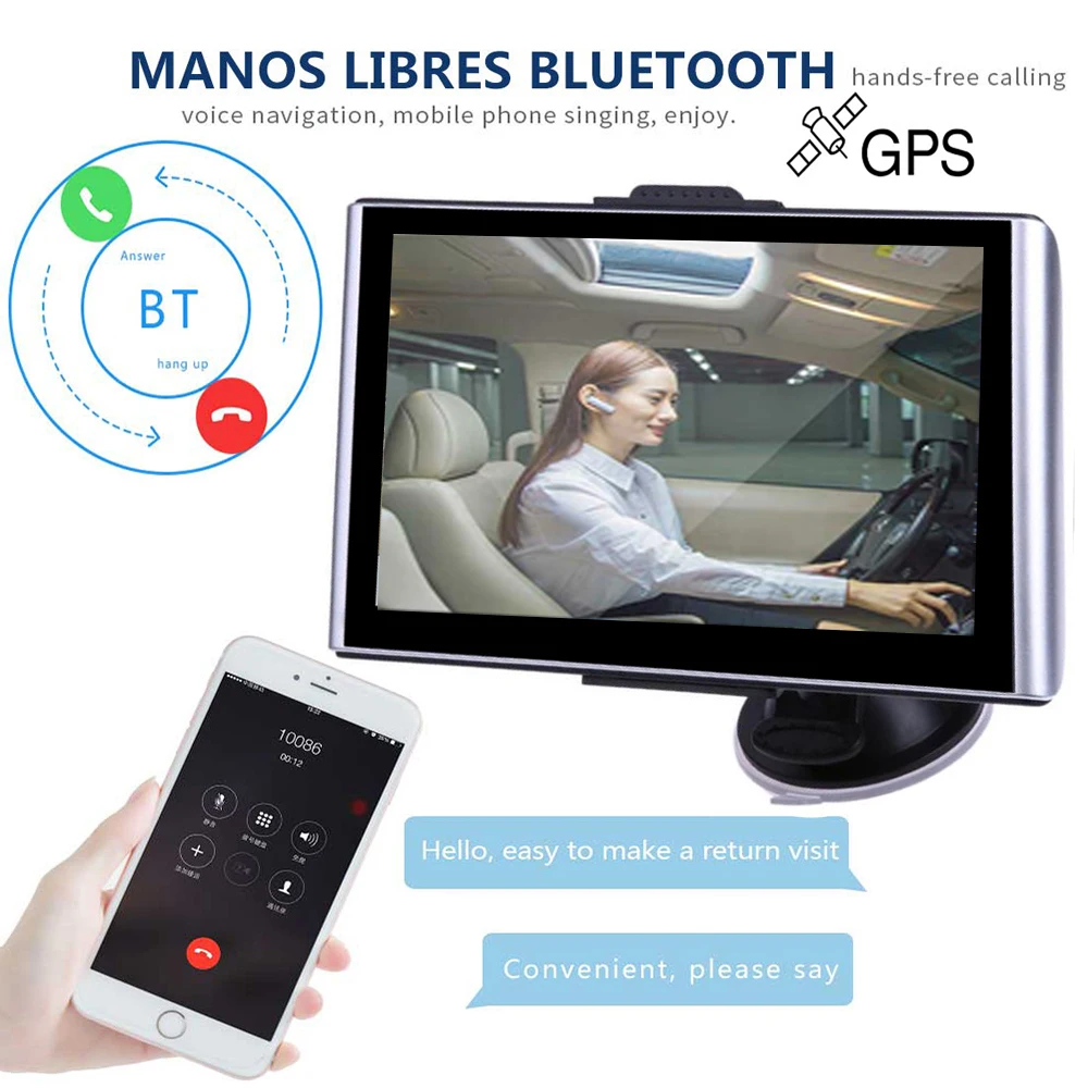 Автомобильный GPS-навигатор 7-дюймовый HD-навигатор для грузовика FM-радио Bluetooth