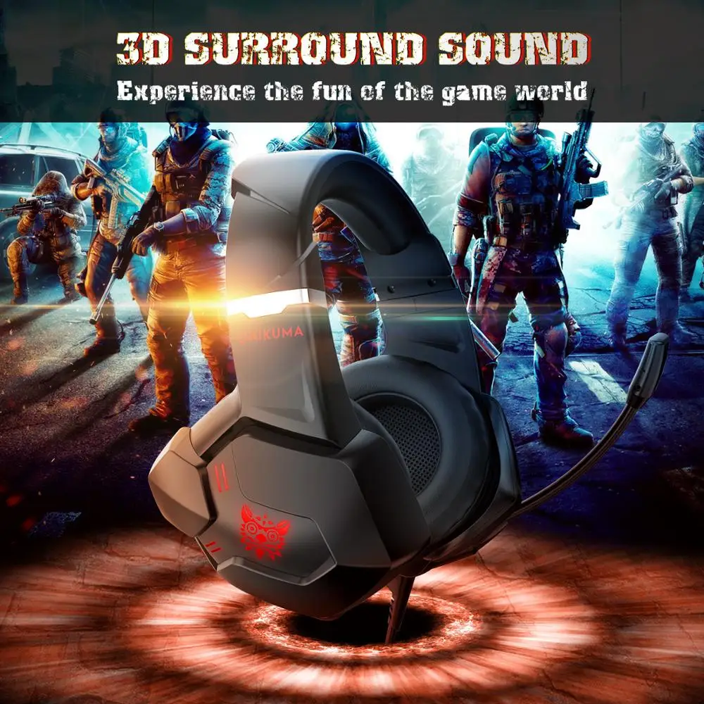New product listing K11 Professional Gaming Headset with LED Light with mic Wired headsets Stereo Headphone for PC PS4 XBOX