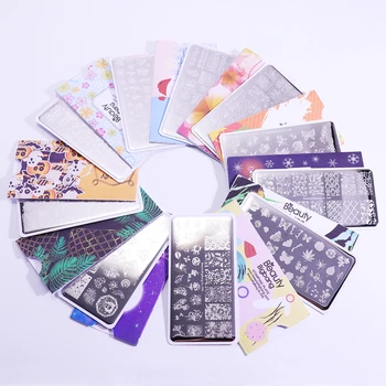 

Beautybigbang Stamping Plates Set 10 PCS Animal Geometry Flower Winter Ghost Image Nail Art Template Classic Style XL-031-XL-100