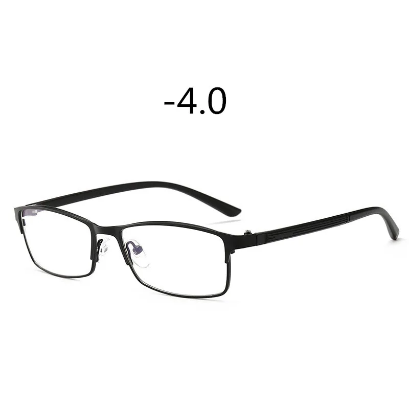 Elbru ультра светильник, анти-синий светильник, металлическая оправа, очки для близорукости, для мужчин, бизнес, HD, смола, близорукие очки, диоптрия-1,0-1,25~ 6,0 - Цвет оправы: -4.0