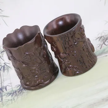 

Black birch mahogany pen barrel lotus spring silkworm branch pen barrel high-quality mahogany crafts ornaments