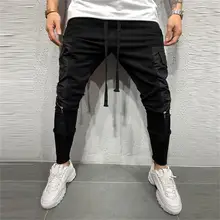 Мужские комбинезоны различных цветов на молнии, повседневные спортивные штаны с карманом для бега на открытом воздухе со средней талией, спортивные штаны для мужчин