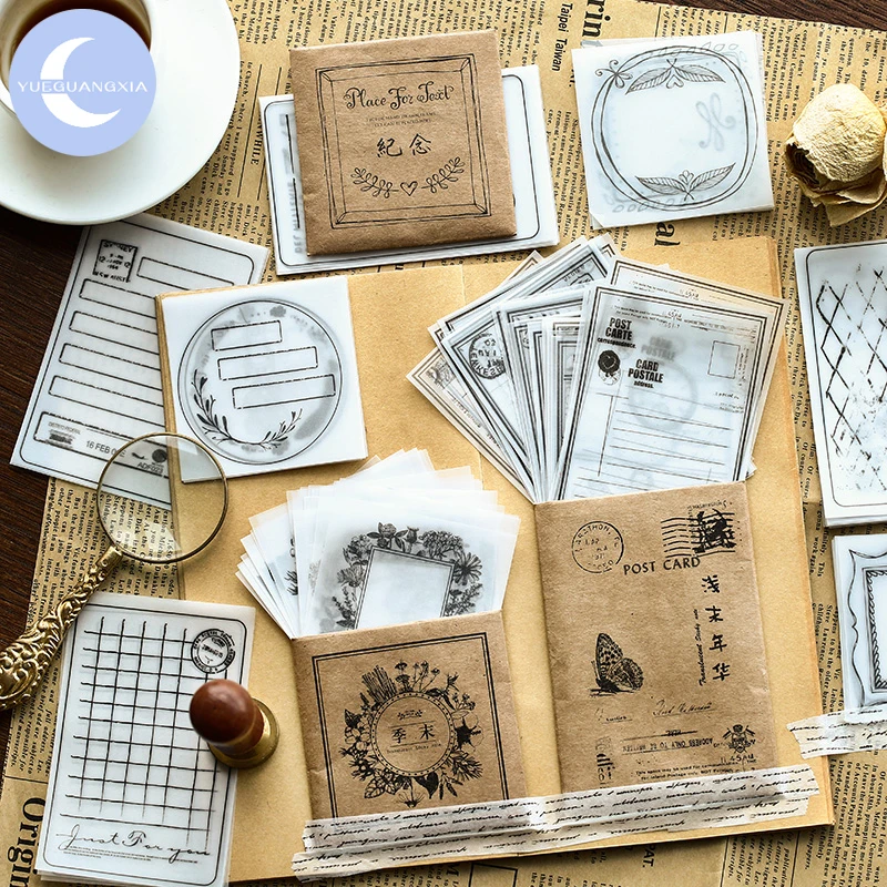 

YUEGUANGXIA 30 Pcs 8 Designs Lattice Flower Pattern Transparent Litmus Paper Envelope Gift In Party Wedding Korean Stationery