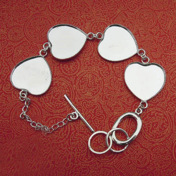 Пустой кабошон, базовый браслет с 20 мм ободком в форме сердца, браслет-цепочка, сделай сам, ювелирное изделие, многоцветное покрытие