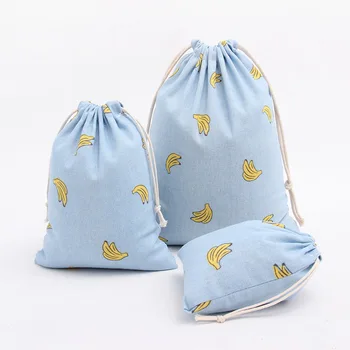 

1pcs Banana Blue Drawstring Cotton Linen Storage Bag Gift Candy Tea Jewelry Organizer Makeup Cosmetic Coins keys Bags 49006