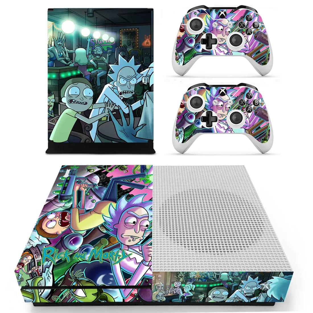 Наклейка из кожи Рика и Морти для Xbox One S консоли и Kinect и 2 контроллеров для Xbox One тонкая наклейка из винила
