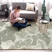 Скандинавский стиль INS популярные зеленые листья машина Переплетения Коврик для гостиной, большой размер украшения спальни области ковер