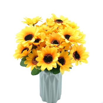 Sunflower Artificial Flower 30cm 7 heads Silk Fake Flower Bouquet Decoration for Home Wedding Home Table Window Decoration