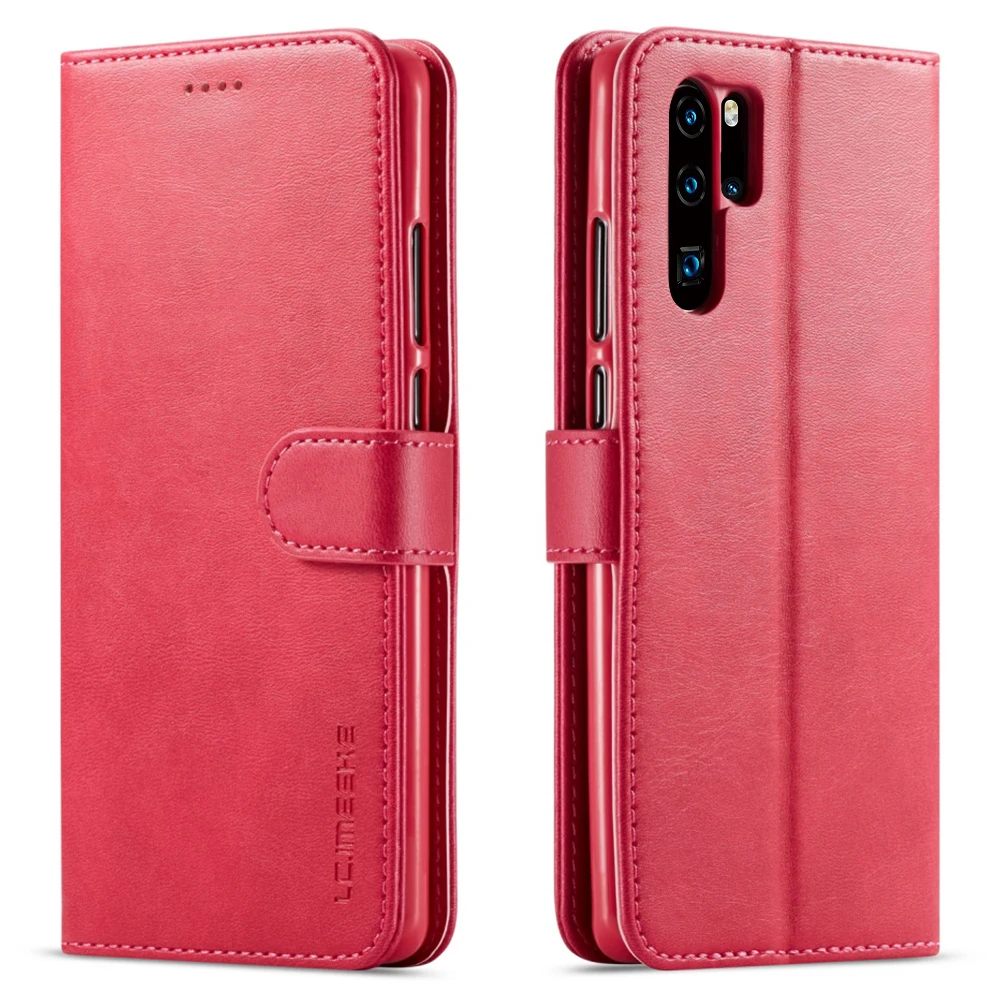 Кожаный флип-бумажник чехол для телефона HUAWEI mate 20 P20 Lite P30 P Smart противоударный мягкий чехол для Nova4e Capa - Цвет: Rose red
