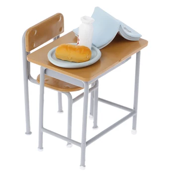 

Latest 1 Set Dollhouse minature Classroom Table and Chair Set for kids Toys Desk for Doll Students