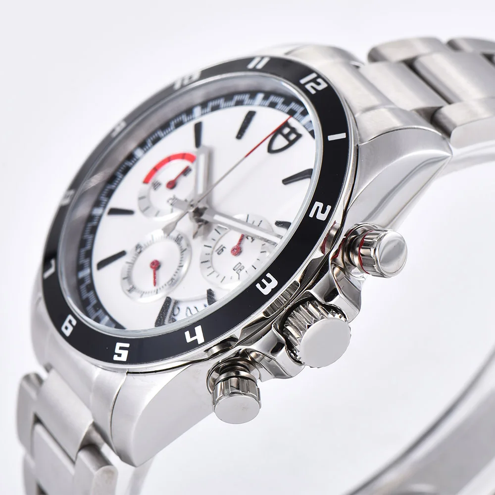 Новые мужские часы 43 мм хронограф кварцевые японские мужские часы t VK63 316L чехол из нержавеющей стали многофункциональные часы