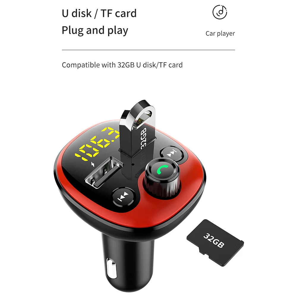 Bluetooth Быстрая зарядка USB 2,0 USB Автомобильное зарядное устройство для iPhone Xiaomi huawei 3.1A быстрое зарядное устройство для мобильного телефона Поддержка TF карты