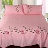 WOSTAR Rose flora embroidery design flat bed sheet solid colour cotton twill linen bedding luxury home textiles queen king size 4