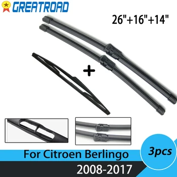 

Wiper Front Rear Wiper Blades Set For Citroen Berlingo B9 2008 - 2017 2016 2015 2014 Windshield Windscreen 26"16"14"