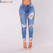 KANCOOLD Women Stretch High Waist Skinny Embroidery Jeans Floral Print Denim Pants Trousers Women Pencil Pant Plus Size New