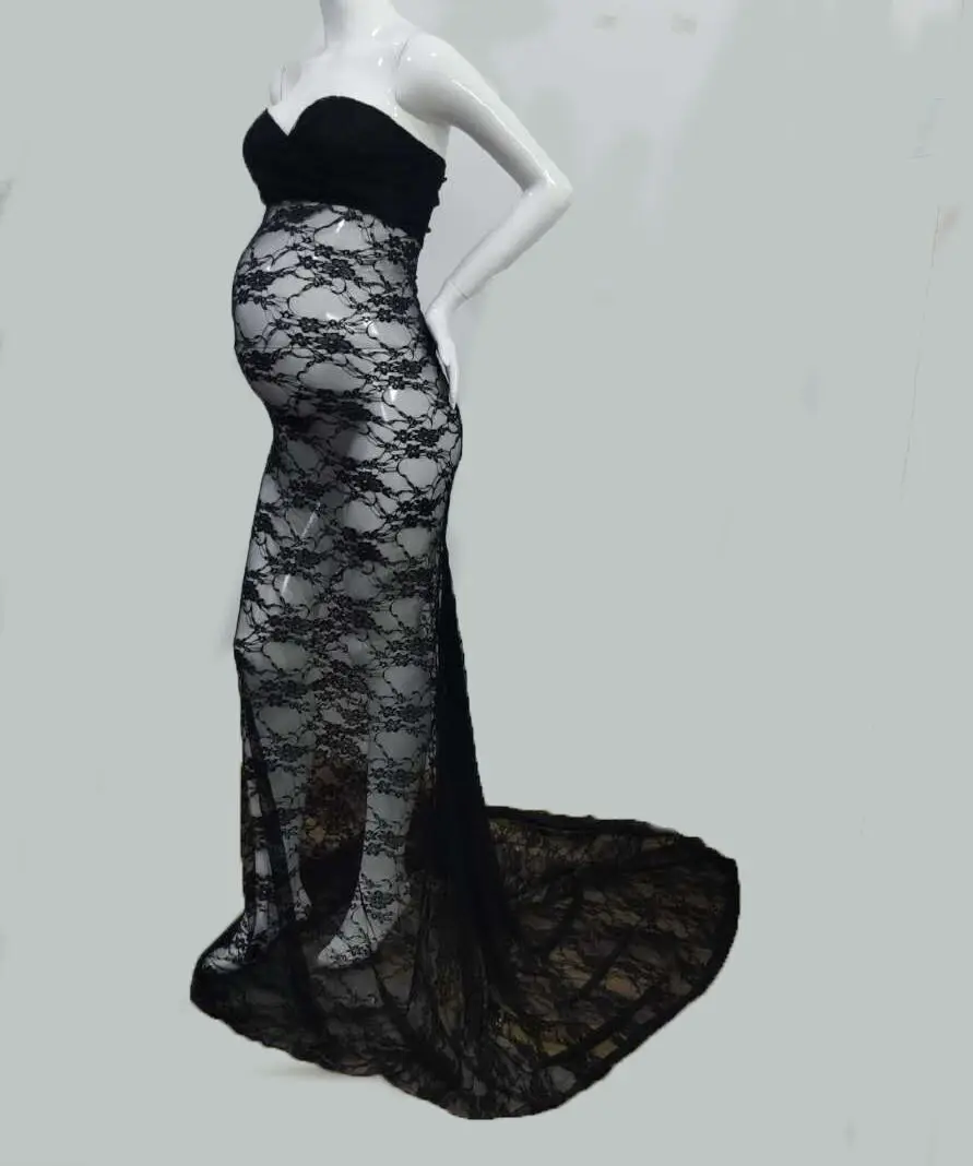 Sexy Lace Maternity Dresses Photography Props Long Fancy Pregnancy Dress Shoulderless Maxi Gown For Pregnant Women Photo Shoots (10)