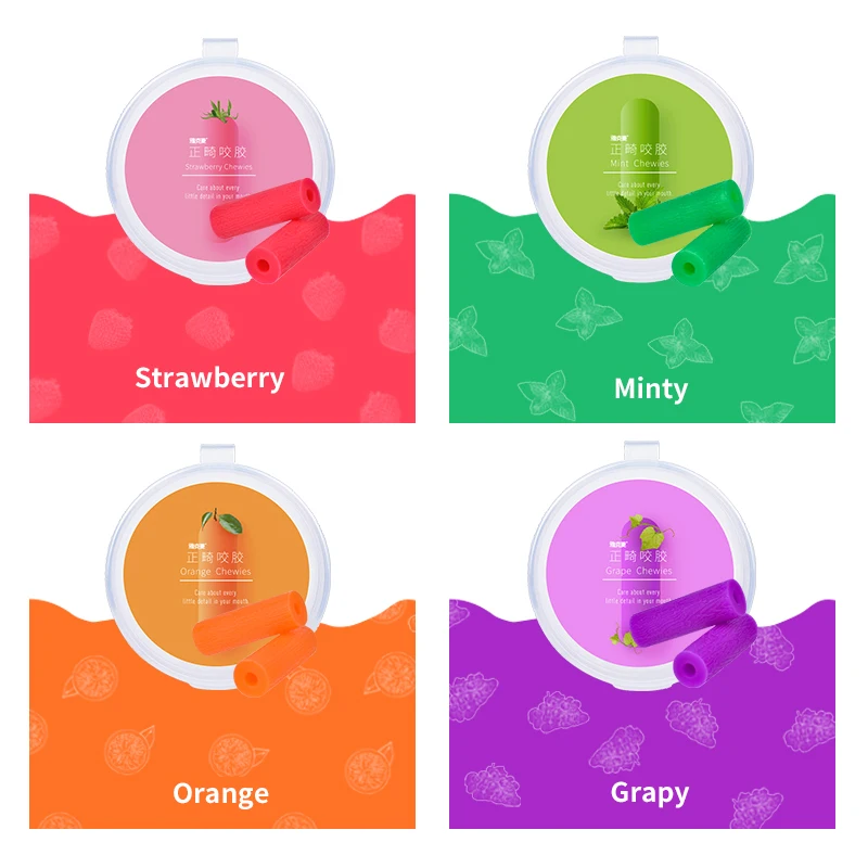 Y-Kelin Orthodontic Chewies 5 Color Pack Silicone Teeth Stick Bite Fruit-Flavoured Aligner Chewie Boxes 10 pcs