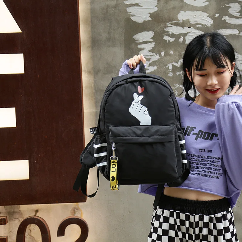 

Korean-style Cool Printed Backpack Women's University Style Students Canvas Trend Backpack School Bag
