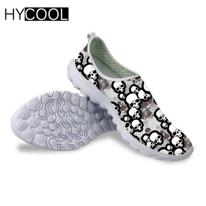 HYCOOL; Мужская прогулочная обувь с принтом черепа; женская спортивная обувь на плоской подошве; коллекция года; уличные летние кроссовки для мужчин; дышащая сетка