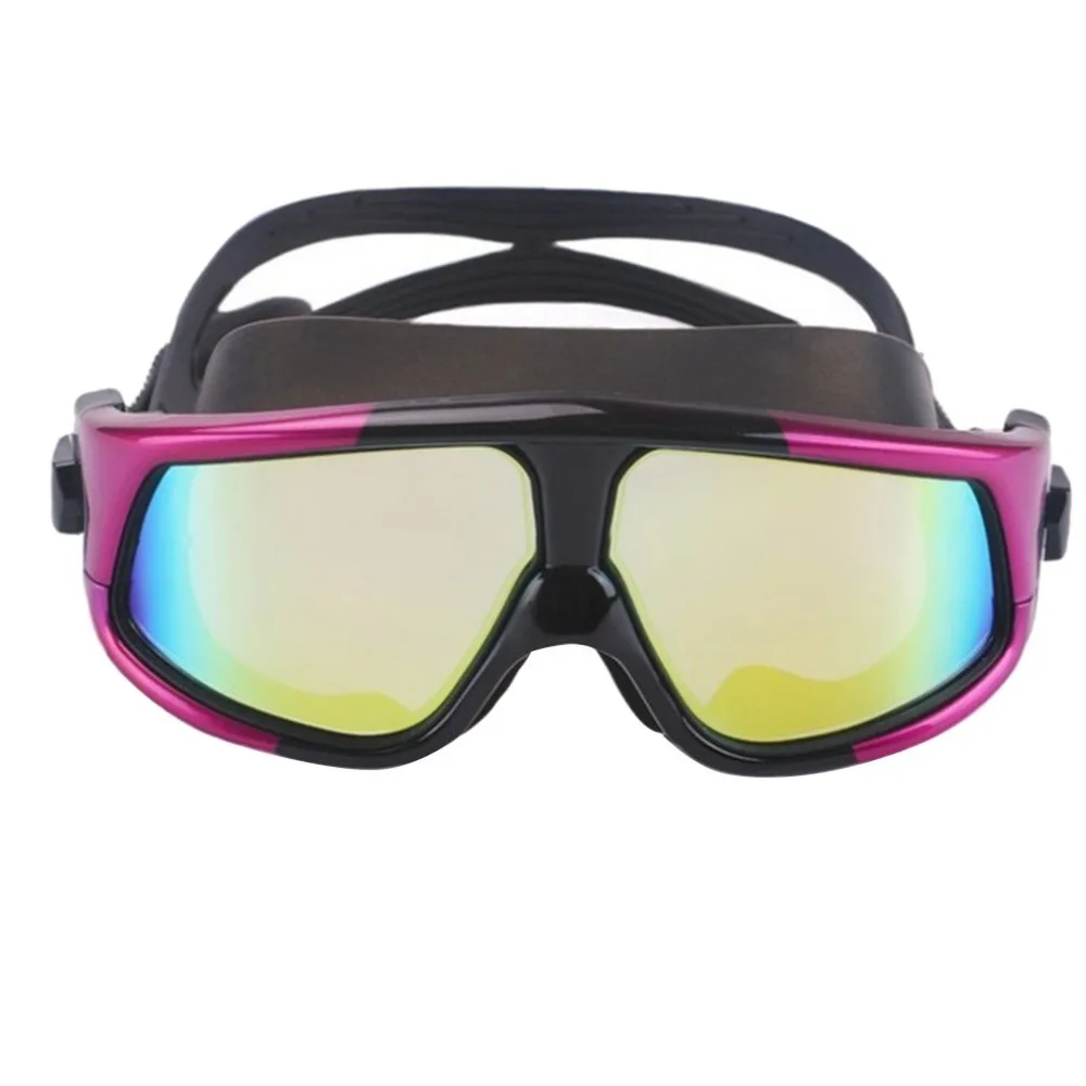 Adult Swimming Hd Anti-fog Goggles Super Large Frame Silicone Plating Flat Mirror Swimming Goggles Unisex