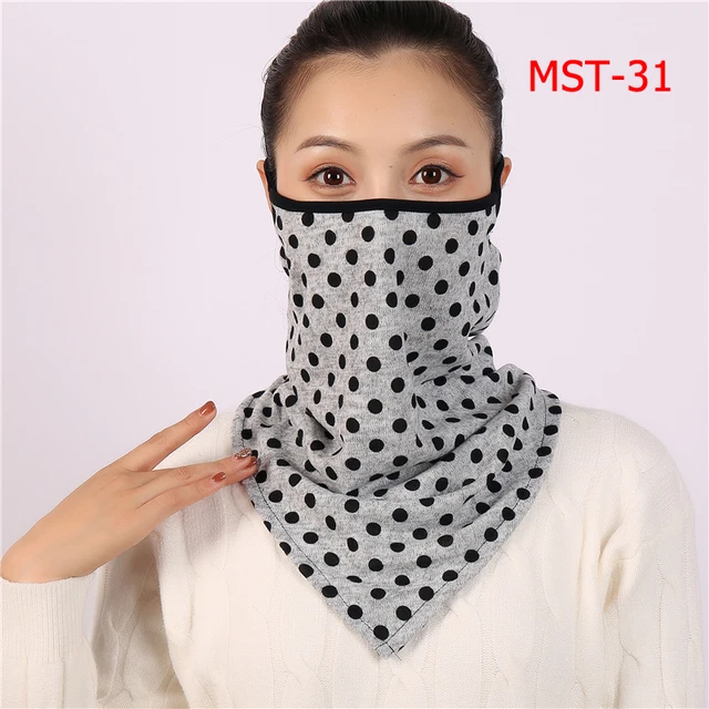 2021 Winter Face Mask Scarf Women Ring Neck Scarves Foulard Cotton Feeling Warm Fashion Print Men Outdoor Sport Unisex Bandana MST-31