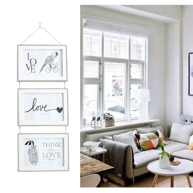 1 Set of Nordic Simple Frame Unit Wall Photo Frame Wall-mounted Photo Holder Wall Decoration for Home Bedroom Light Grey