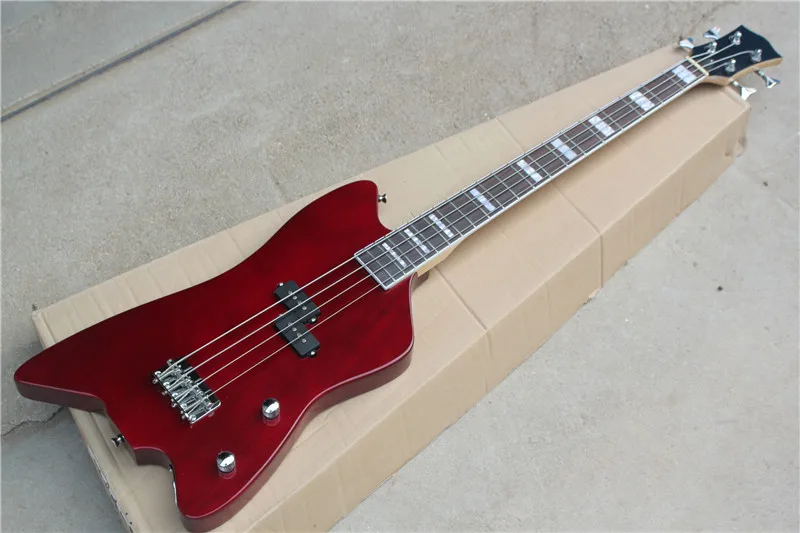

Classic custom 4 string bass guitar, red wine color, mahogany fingerboard, free shipping