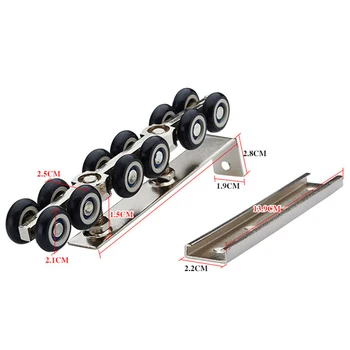 

1 Pair/Set Cold Rolled Steel Sliding Wooden Door Closet Hardware Kit Door Wheels Roller 12 Wheels Hangers Roller