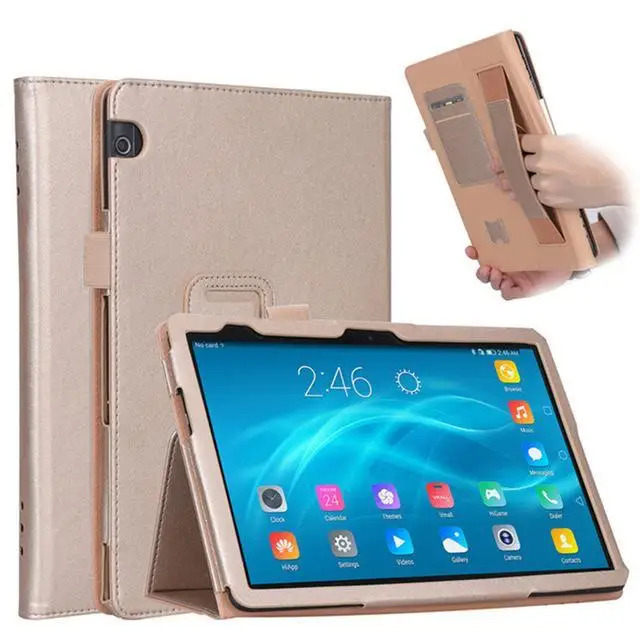 Золотой Для huawei MediaPad T5 10 чехол из искусственной кожи чехол-держатель для huawei T5 10 AGS2-L09/L03/W09/W19 10,1 ''чехол для планшета+ пленка - Цвет: Золотой
